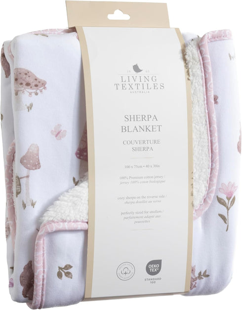 Living Textiles Jersey Sherpa Blanket - Mushroom House