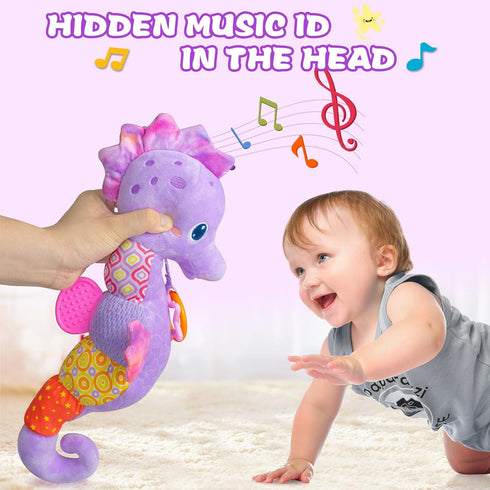 Fuzqq 0-6 0 3 6 9 12 Baby Girl Toys Months,Musical Stuffed Animal Plush Toy with Rattle,Soft Newborn Toy for Months