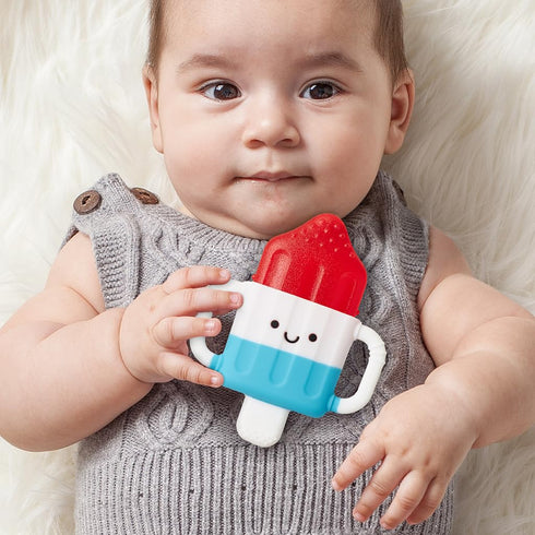 Itzy Ritzy Cold Teether - Itzy Cool Teether with Handles & Removable, Textured Teething Toy (Hero Pop)
