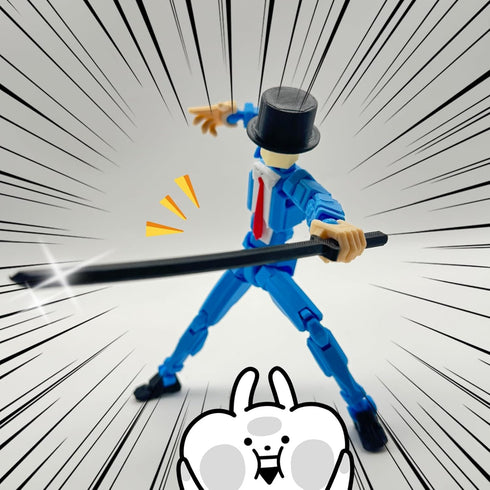 3D Printed 8.13-inch Action Figure Dummy-Mici20, Full Body Movable Toy with Multiple Accessories, Desk Decoration (Blue)