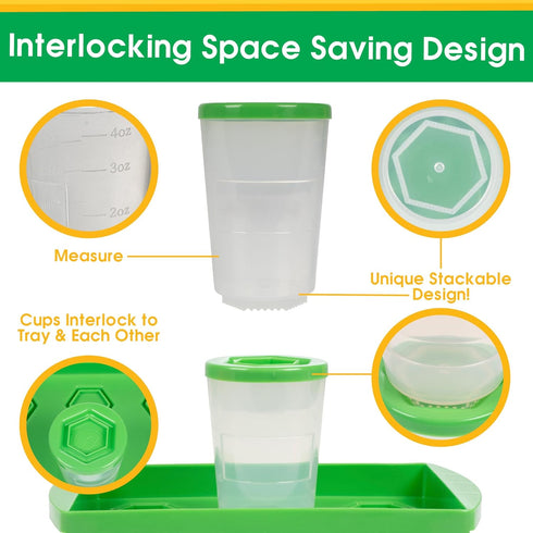 Sprout Cups 6 Pack 4oz Baby Food Storage Containers with Write What You Want Lids, - Reusable, Stackable, Leakproof
