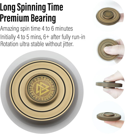 Freelove Viking Pirate & Gossip Design Fidget Spinner, Copper Metal Spinner Toy for Adults, Brass