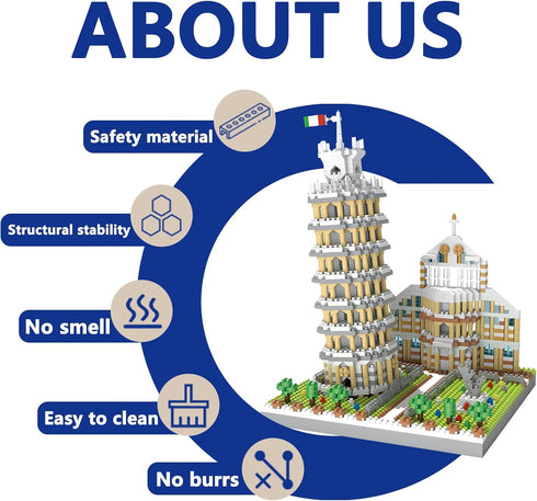 LQPFBSM Set 2500 Leaning Tower of Pisa Micro Mini Building Blocks Italy Architecture Building Kits Famous Landmark