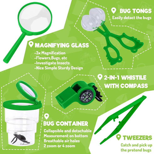16 3-12 GINMIC Kids Explorer Kit & Bug Catching Kit, Pcs Outdoor Exploration Safari Kit for Kids Camping