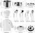 Set Juboury Pretend Play Kitchen - Toy Kitchen Accessories with Stainless Steel Cookware Pots and Pans, Plates, Cooking