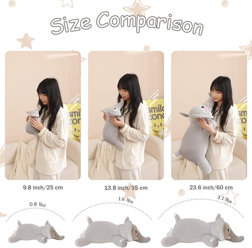 13.8 Inch, 1.6 Lbs SQEQE Weighted Elephant Plush, Weighted Elephant Stuffed Animal, Cute Plushies Soft Pillow Toy Gift