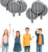 Gejoy 24 Pieces 18 Inch Black and White Striped Balloons, Foil Balloons for Halloween Birthday Decoration