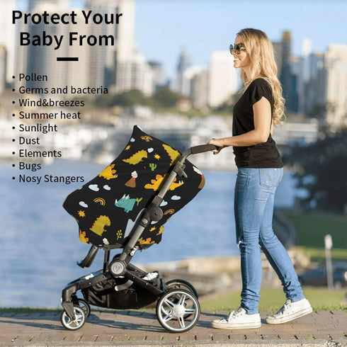Schgap Cartoon Dinosaurs Car Seat Covers Canopy for Baby Nursing Cover Breastfeeding Baby Carrier Cover Stroller Cover