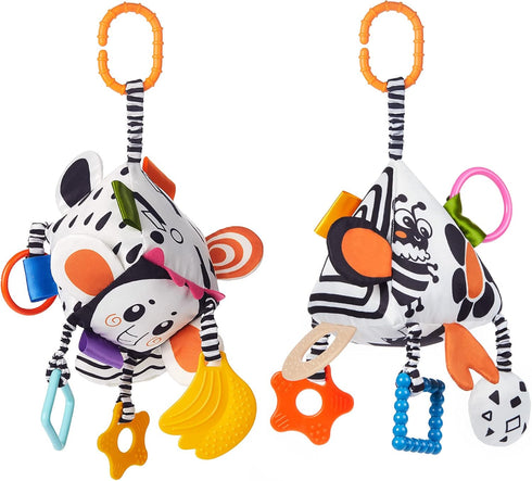 TUMAMA High Contrast Baby Toys, Black and White Infant Toys 0-3 Months, Soft Sensory Rattles with Teether