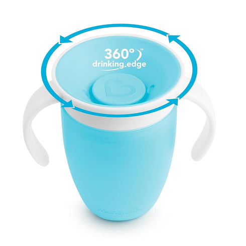 6 360 7 2 Pack, Munchkin Sippy Cup for Month Old and Up, Spill Proof Miracle Toddler Cups with Transition Handles