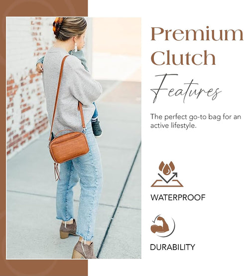 Eco-Friendly Vintage Tan Diaper Bag Clutch - Chic Solution for Parents