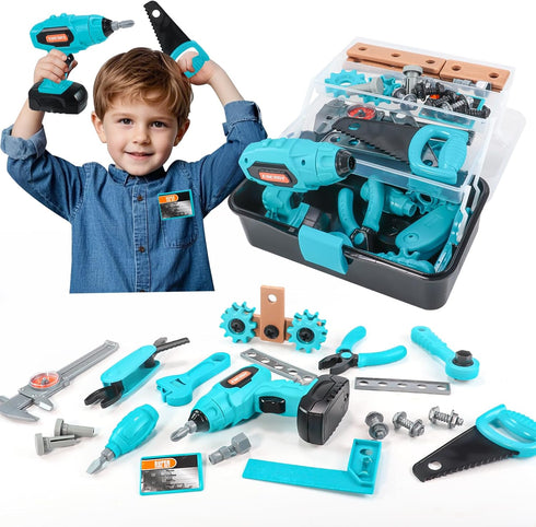 GAIETYDIY Kids Tool Set Pretend Play Toddler Tool Set with Tool Box,
