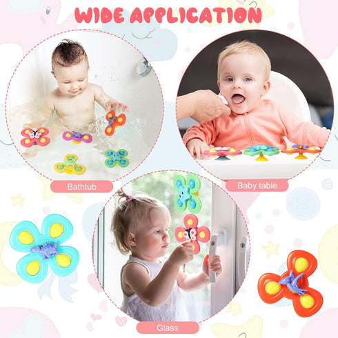 9 3 Leitee Pcs Suction Cup Toys Bath Toys Sensory Strong Suction Cup Toys Spinner Dimple Toy Birthday Gifts for Early