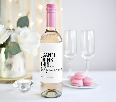 Mlle Label (Pack 2) Pregnancy Announcement Wine Labels - Baby Coming Soon Announcement for Partner, Parents, Grand