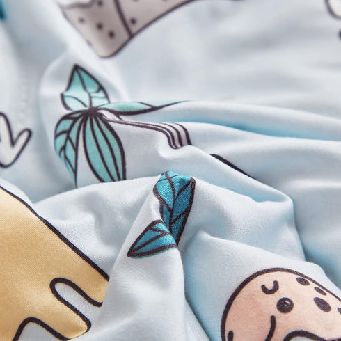 Joyreap 4 Set, Piece Toddler Bedding Cute Dinosaur on Light Blue, Ultra Soft Microfiber Toddler Comforter for Kids Boys
