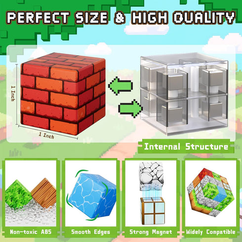 HOTERA 103PCS 1 inch Set, 3 4 5 6 7 8 Magnetic Blocks Magnetic Building Blocks, Magnet Tiles Stacking Cubes Toy