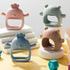 Woanger 4 Pcs Baby Teething Toys Bear Hand Teethers for Babies Over 6 Months, Anti Dropping Wrist Mitten (Blue, Green,