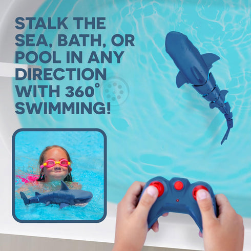 6+ Terra by Battat Remote Control Shark Toy for Bath & Pool Play Electronic Great White Shark with Realistic Movement