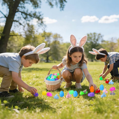 24Pack Labrostar Easter Eggs Fillers with Easter Bunny Plush Inside Prefilled Easter Eggs for Easter Eggs Hunt Easter
