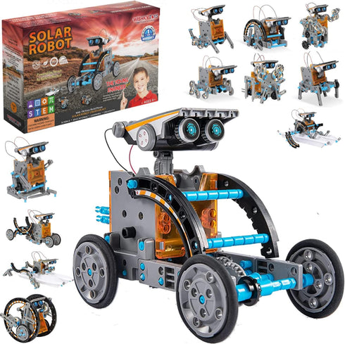WISHKY TOYS STEM 12-in-1 Solar Robot Toys, Building Science Educational Experiment Kit for Kids