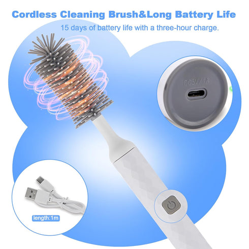 4 Set Electric Bottle Brush, Piece Bottle Brush with Baby Bottle Brush Cleaner, Nipple Brush, Pacifier Cleaner, Straw