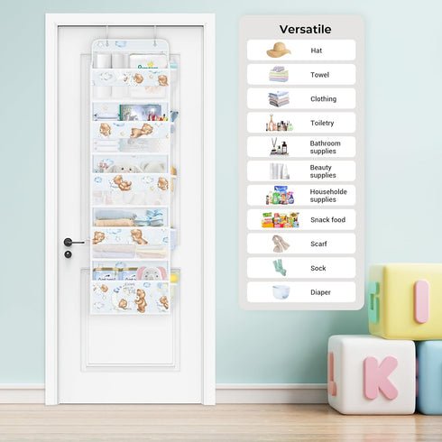 Closet 5-Tier Clastyle Animals Over the Door Organizer Star Nursery Hanging Storage Organizer for Kids Clothes Diaper