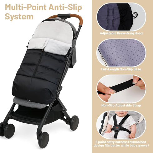 (105x46cm) KAKIBLIN Stroller Footmuff, Baby Footmuff for Stroller, Universal Bunting Bag for Babies Compatible