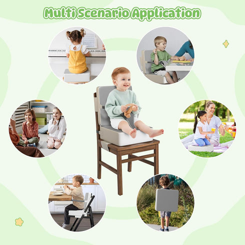 Svkipibe Booster Seat for Kitchen Chair, Toddler Booster Seat for Dining Table with Backrest & Safety Buckles, Non-Slip