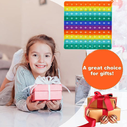 Double Side 1 100 200 Pop It, Chart Pop It, Square Popper for Elementary, Fidget Sensory Toy for Kids 3-5