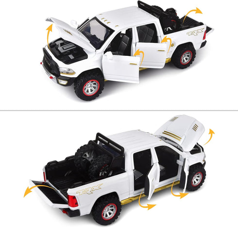 RAM 1500 Pickup Truck Toys, Diecast Metal Model for Boys Age 4-7, Open Door Pull Back Cars with Lights