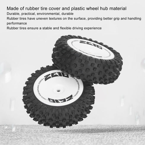 Alomejor 2Pcs Rubber RC Car Rear Tires Rear RC Wheels Tires Set for 124007 Remote Control Car