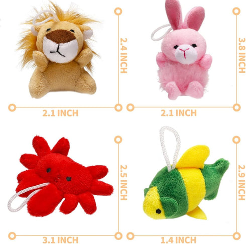 56 Pack Set Mini Plush Animals Toys Bulk, Small Stuffed Animals Including Sea Creatures, Keychain for Claw Machine