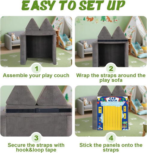 ComfyKit 4 Pcs Play Panel for Kids Couch Foam Sofa,Children Home Play Modular Couches Panel for Toddler(Play Couch not
