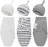 3 Pack Preemie Swaddle Blanket with Hat Set, Baby Receiving Blanket Swaddle Wrap for Newborn Preemies