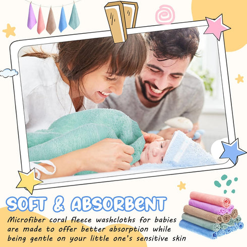 100 Pack 10 10 Inch Handepo Baby Washcloths Bulk x Microfiber Coral Fleece Baby Face Towels Absorbent and Soft Wash