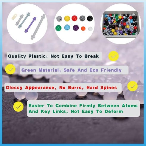 267 Pcs Organic Chemistry Molecular Model Set, Inorganic Structure Kit for Students with 116 Atom Models & 150 Links