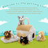 8-Piece Set, 9.8 Inch Set 4 Muiteiur Dog House Plush Plush Dog House with Cute Puppies, Magic Gate, Bottle, Bed Pad