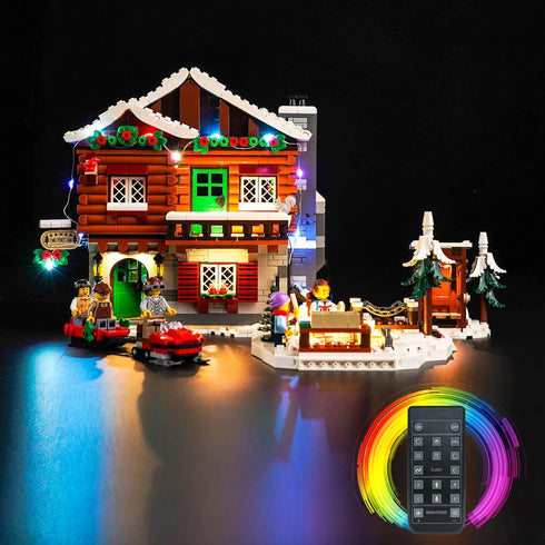Upgraded LED Light Kit for Lego Icons Alpine Lodge Building Set, Remote Version Compatible with Lego 10325