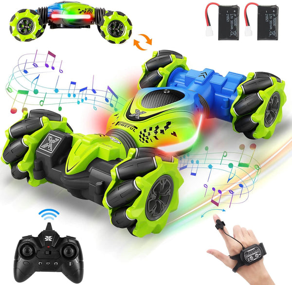Gesture RC Car, 2.4GHz 4WD Gesture Sensing Stunt Car Toys for 6-12 yr Boys Girls, Offroad 360° Rotation with Lights