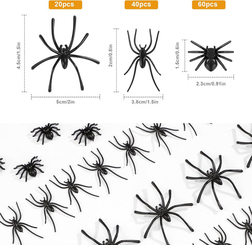 Civaner 120 Pieces Plastic Spiders Fake Tiny Realistic Prank Props for Home and Party Decorations (Black, 0.9 x 0.6'',