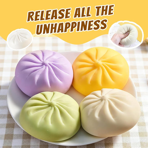 YAGUAN 4 PCS Big Glitter Dumpling,Dumpling Squishy, Rainbow Dumplings, Cute Anxiety Relief Fidget, Soft Squeeze