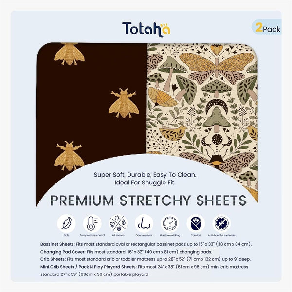 TotAha Premium Stretchy Changing Pad Cover, Buttery Soft Jersey Knit Diaper Changing Covers for Boys Girls, 2 Pack