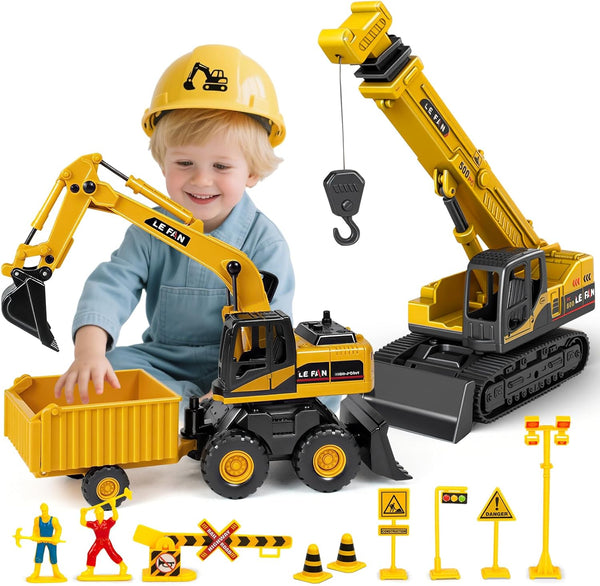Kids Construction Toys for Boys - 3 in 1 Excavator, Crane and