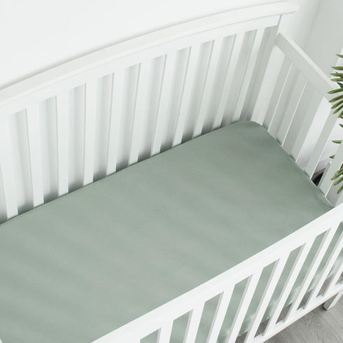 4-Pack 52x28x8in(Green+Leaf) Biloban Crib Sheets Waterproof for Boys Girls, Fitted Crib Sheet for Standard Crib