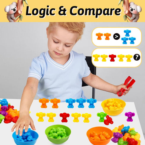 Counting Koalas Toys Matching Games with Sorting Bowls, Sorting Toys for Toddlers, Preschool Learning Activities for
