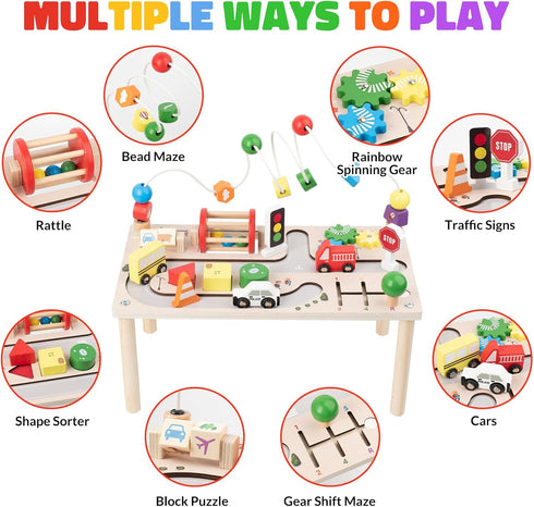 1+ 1-3, 8 1 Activity Table for Year Old, Montessori Wooden Toys for Toddlers in Baby Activity Table, Educational