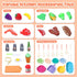 CUTE STONE Kids Play Kitchen Toy Accessories, Toddler Pretend Cooking Playset with Cookware, Utensils, Food for Cutting