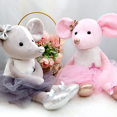 Plush Mouse Stuffed Animal Ballerina Doll, 15.5 Inches Ballet Dance Recital Gift for Girls (Gray)