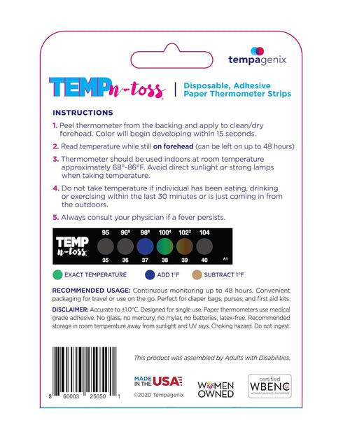 Fast Reading Disposable Forehead Thermometer Strips - Temp-N-Toss for Accurate & Hygienic Baby Temperature Measurement - Easy to Use and Reliable Single-Use Fever Indicator (6)