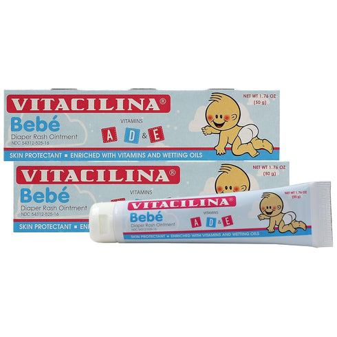 Vitacilina Bebe Diaper Rash Ointment, Skin Protectant with Vitamins, 2-Pack of 1.76 oz